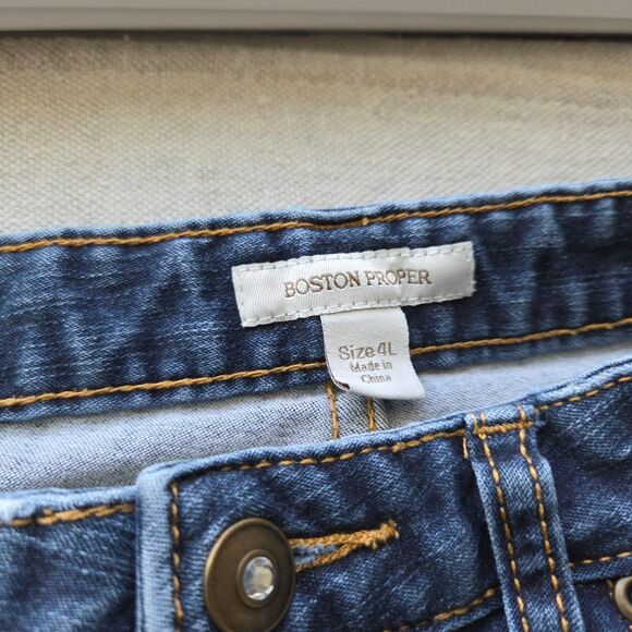 Boston Proper Jeans Womens Size 4L Mid Rise Straight Leg Stretch Plain Pocket - Picture 4 of 12